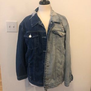 Two Toned Distressed Denim Jacket